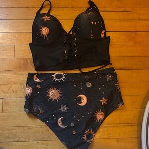Black and Orange Celestial Bikini Set